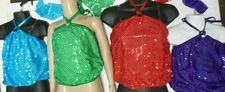 Faux Sequin Halter Dance Costume Top 4 Colors Girls/LADIES Sizes Costume Blousey
