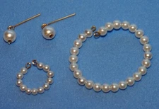 Pearl Choker Necklace Jewelry Set 14KGF 18"-20" Vintage Fashion Doll Miss Revlon