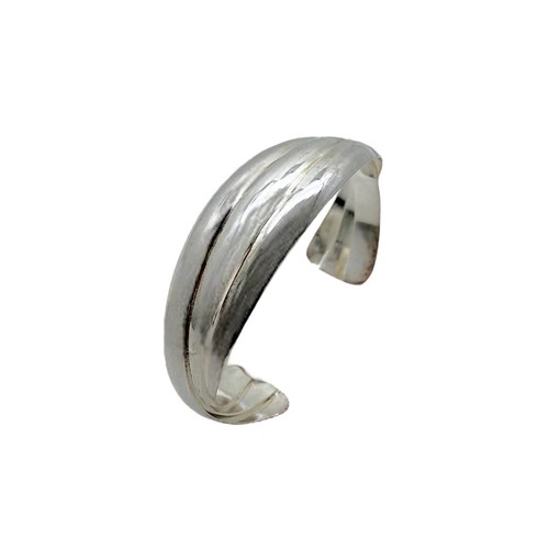 Vintage Bracelet Unisex Cuff Silver Plated Modernist Abstract Wavy 3 Layers - Picture 8 of 17