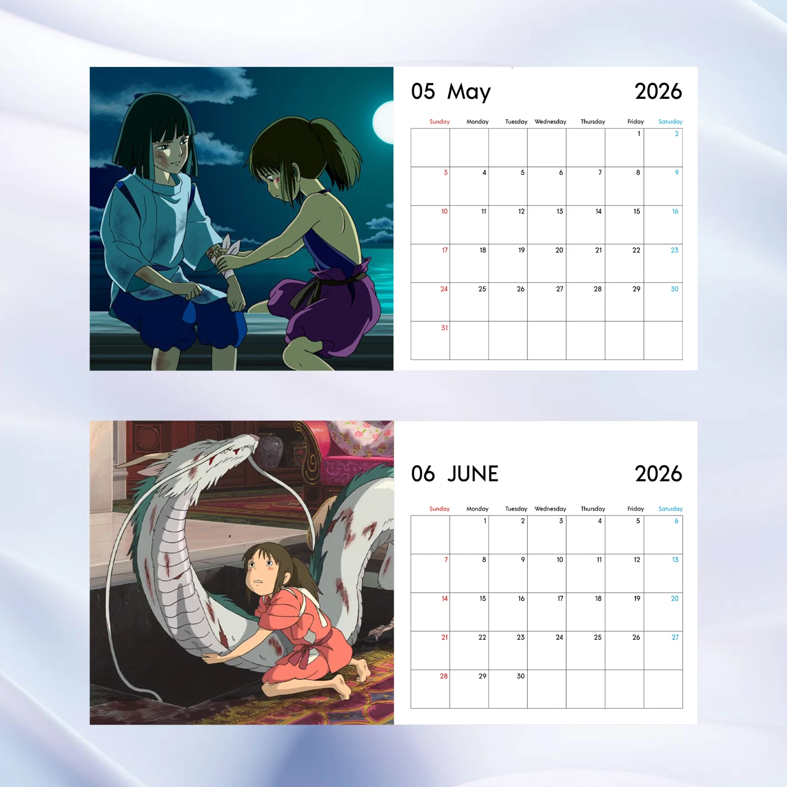 Spirited Away 2026 Calendar Studio Ghibli Anime Vertical Wall Calendar