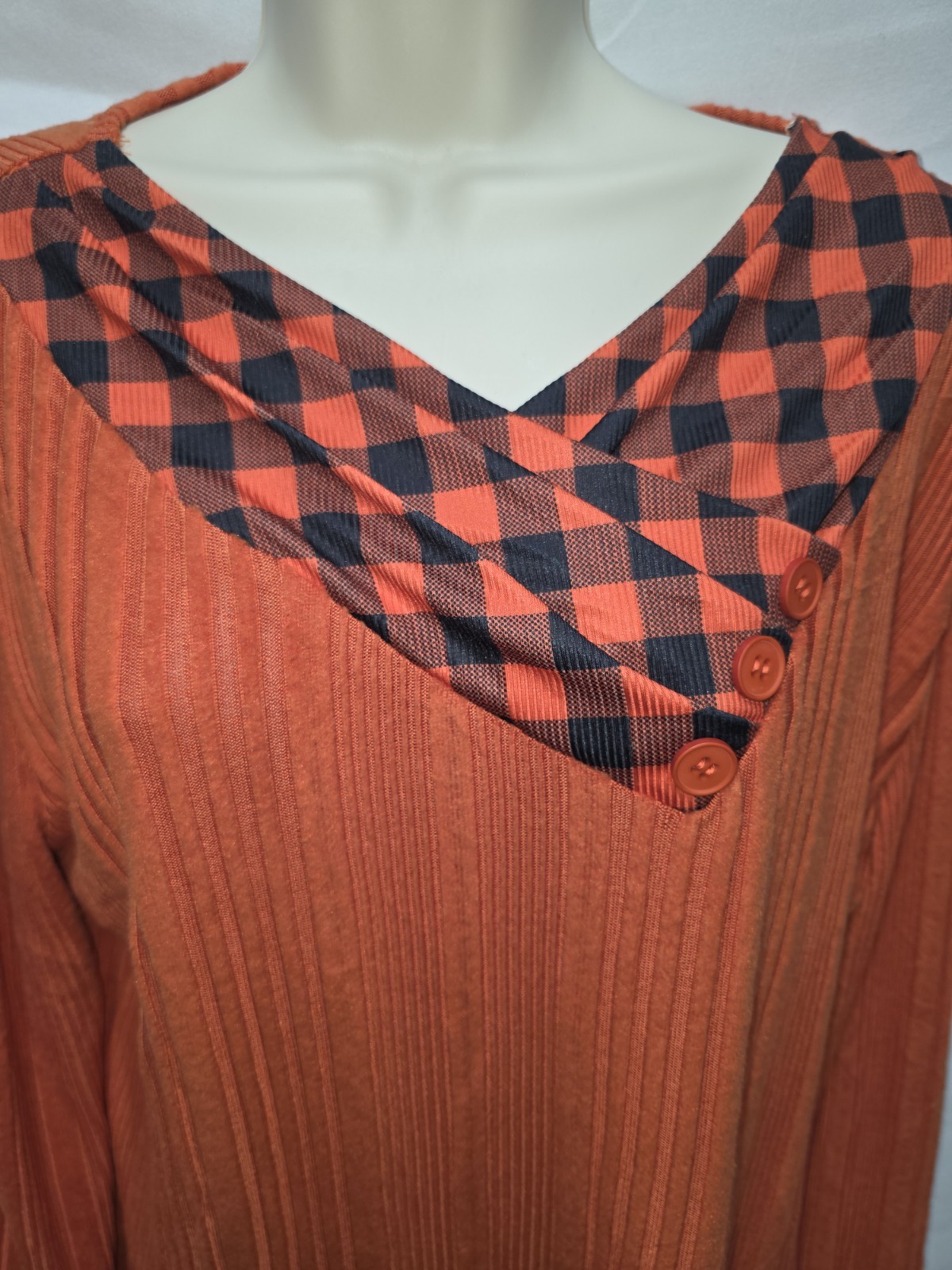 Autumn Patchwork Plaid Orange Black Asymmetrical … - image 4