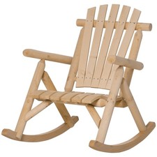 Wooden Rocking Chair Indoor Outdoor Adirondack Log Rocker for Patio Lawn Garden