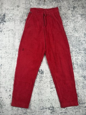 True Vintage Cordhose Herren W24 L29 rot gerades Bein weit Retro Jumbo