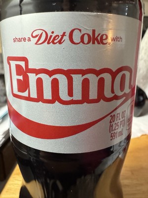 Share a Coke with  Emma  2025 Personalized Gift Coca~Cola Bottle 20oz Diet