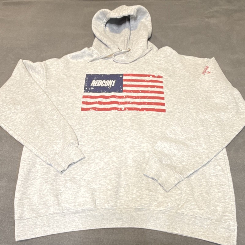 Pacific & Co. Men’s Hoodie XL Gray Fleece Pockets REDCON1 Flag