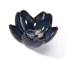 Flower Ring Dish Holder,Jewelry Dish Tray,Small Trinket Kiln effect Blue