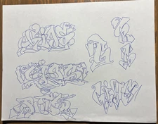 ORIGINAL GRAFFITI ART BY GIGS (FSC) 1995 - TAGS & PIECE LETTER-SIZE BAY AREA 