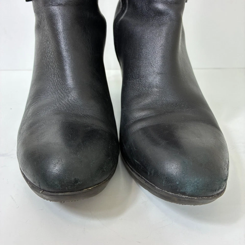 Botas de cuña negras altas rubias talla 9 Aquaprotect tacón de 3" ropa de calle Foto 4 de 4
