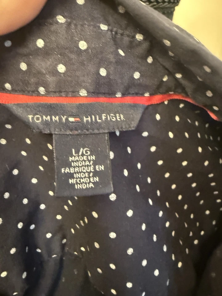 Vestido polo Tommy Hilfiger azul marino a lunares manga corta cuello para mujer L Foto 2 de 2