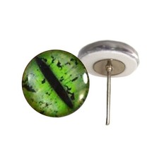 Pair Green Grunge Dragon Glass Eyes On Wire Pin Posts Making Needle Felt Dolls