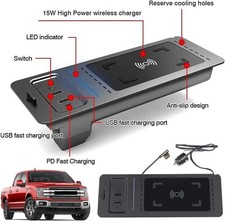 Car Wireless Phone Charger Fast Charging Mat Pad For FORD F150 2015-2020 Console