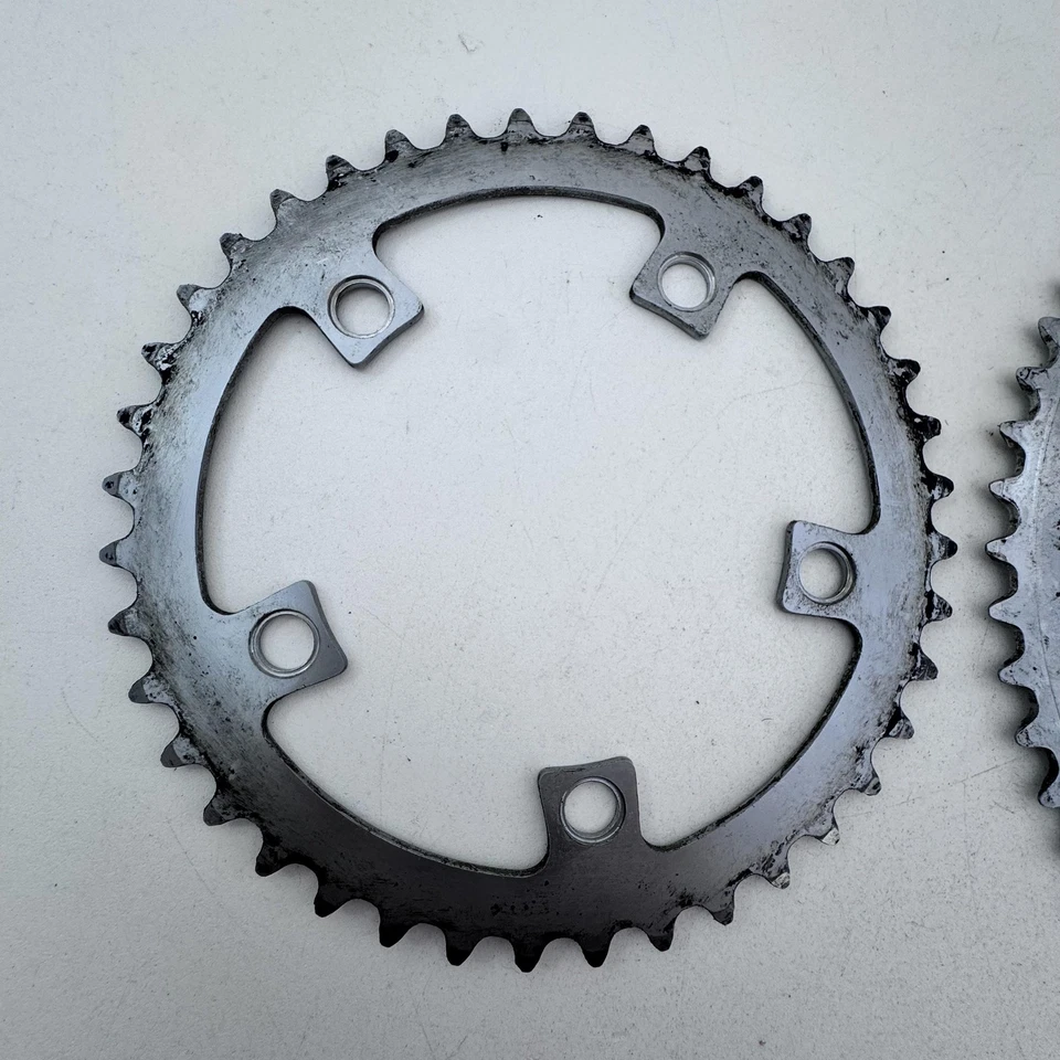 Vintage Sugino Road Bike Double Chainring Set 52 40t Silver 110 BCD 5 Bolt A52 - Image 4 of 4