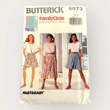Vintage 1990s Butterick Sewing Pattern 6073 Misses Split Skirt Size 6-10