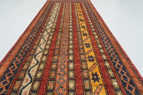 2 x 5 ft Red Turkish Shawl Hand knotted Narrow Short Runner Rug - Picture 3 of 13