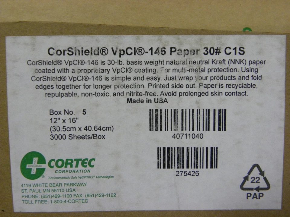 (Pack of 100 Sheets) Anti Rust VCI Paper Sheets 12"x16" - 30# - Cortec VpCI-146 - Image 3 of 4