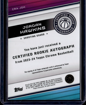 2023-24 Topps Chrome Certified Rookie Autograph Jordan Hawkins | eBay
