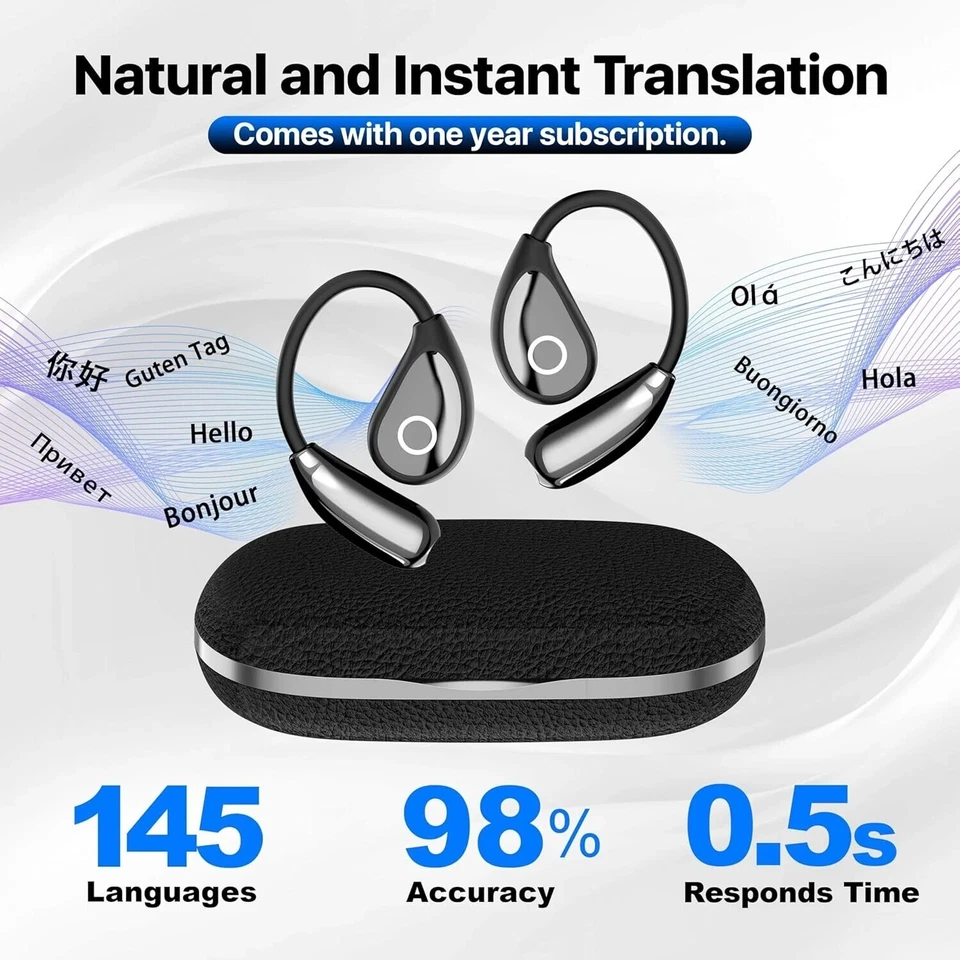 AI Language Translator Earbuds Device Real-time Smart Instant 144 Languages - Image 2 of 4