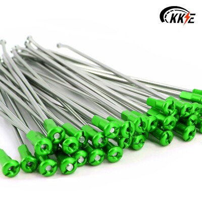 KKE 19'' Rear Spoke Kit Alloy Green Nipples Fit Kawasaki KX250F 2006-2022 KX450F