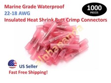 1000x MARINE GRADE 22-18 RED HEAT SHRINK BUTT CRIMP WIRE CONNECTORS TERMINALS