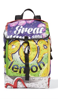 MOSCHINO COUTURE MULTI COLOR LEATHER TRIM PRINTED DRAWSTRING