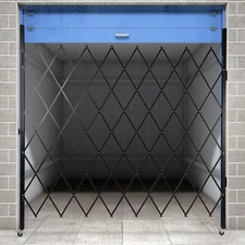 Single Folding Security Gate Rolling Door Gate 78"W x 78"H Scissor Gate &Padlock