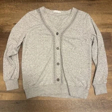 Ladies Gray Long Sleeve V-neck Cardigan Sweater Shirt size Medium by LOLLO VITA
