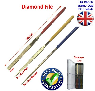 Diamant Nadelfeile 3 Stück im Kunststoffkoffer Modellbau Metallarbeiten Profis UK