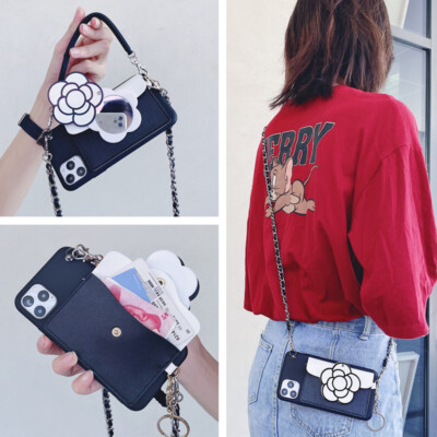 All-In-One Crossbody iPhone Case Wristlet Wallet for Apple w Keychain & Mirror