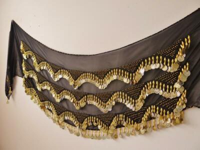 High Quality Handmade Belly Dance Hip Scarf Coin Belt Wrap Skirt Costume...BLACK