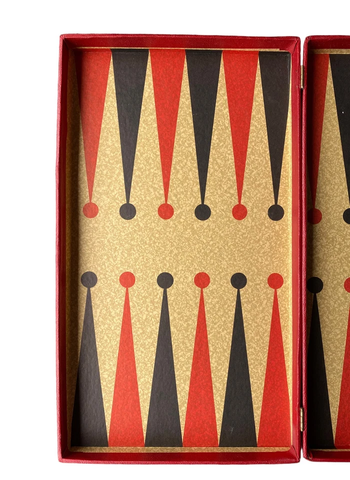 Cardinal Backgammon Case Only Red Black MCM Vintage Board Game - Image 2 of 4
