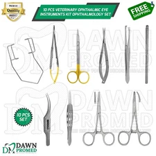 10 Pcs Veterinary Ophthalmic Eye Instruments Kit Ophthalmology Set German Grade