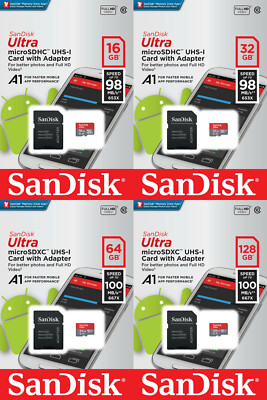 SanDisk MicroSD MicroSDHC MicroSDXC Speicherkarten - 16GB bis 128GB zur Auswahl 