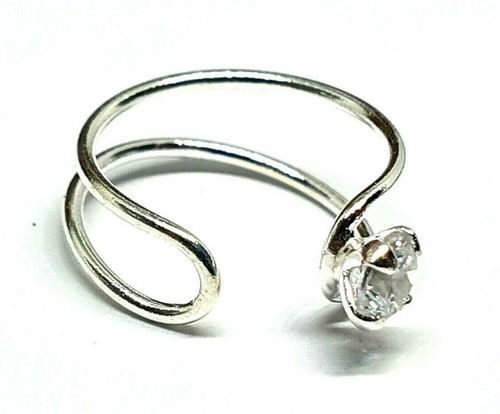 Nose Ring Clip On Lip Ear Cuff 3mm CZ Twin Fake Ring 10mm 925 Silver Piercing - 第 4/22 張圖片