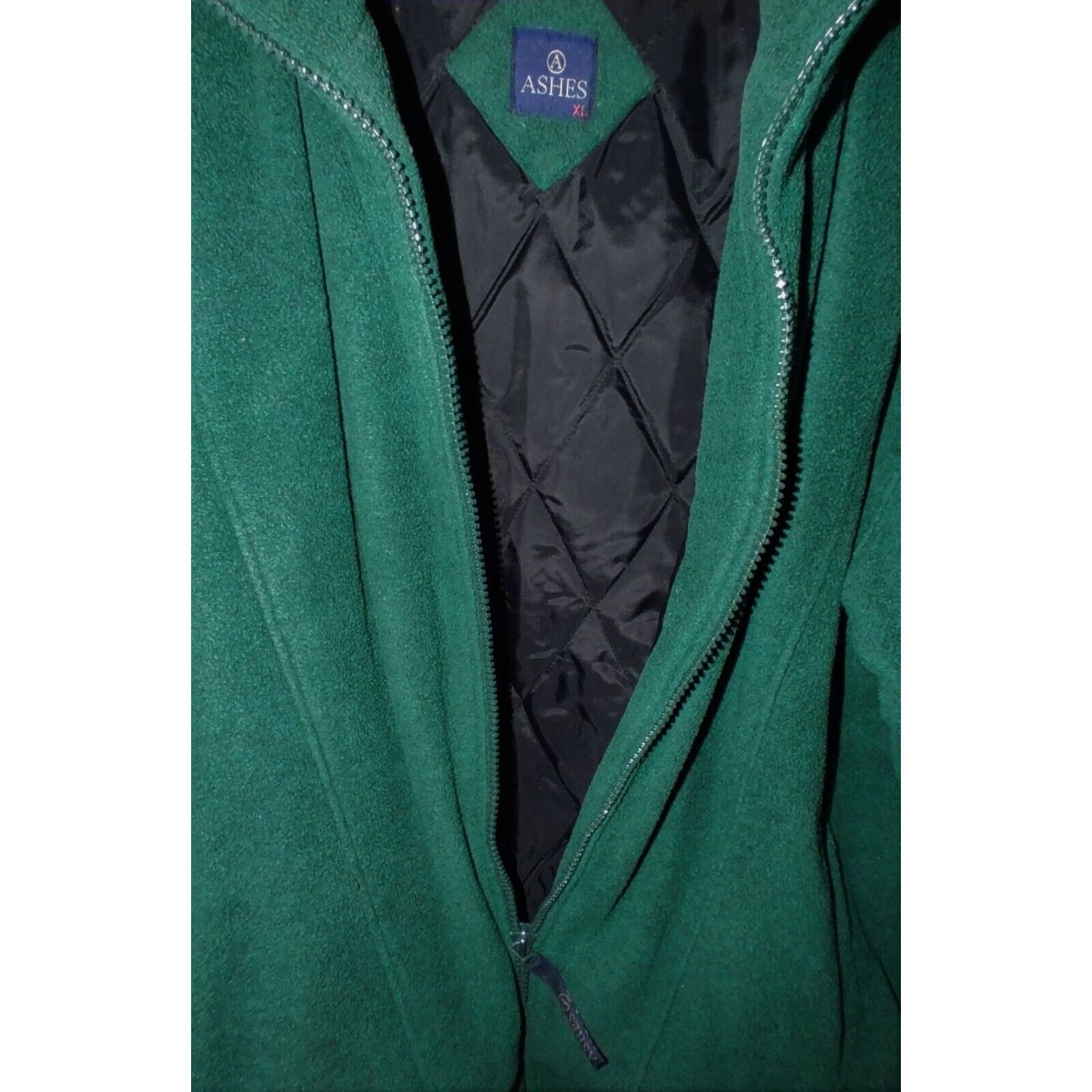 Vintage Mens Fleece Jacket Coat XL Green Zip Coll… - image 7