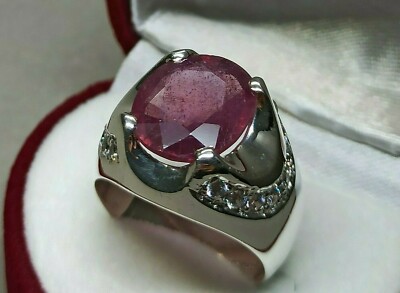 Natürlicher 9 Karat tiefroter Rubin Herrenring Sterlingsilber 925 handgefertigter Yaqoot Ring