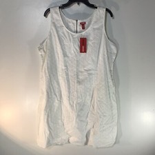 Izod White Crochet Cotton Sleeveless At Knee Dress Womens Size 18 New
