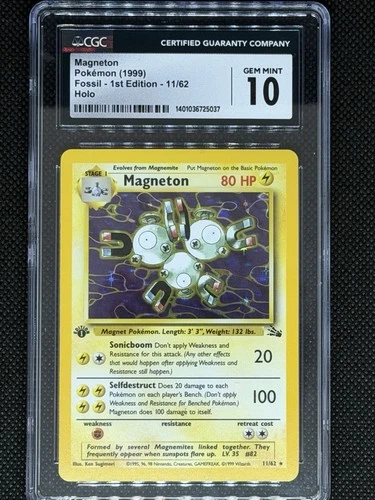 1999 Magneton 11/62 Fossil Holo 1st Edition Vintage CGC 10 Gem Mint