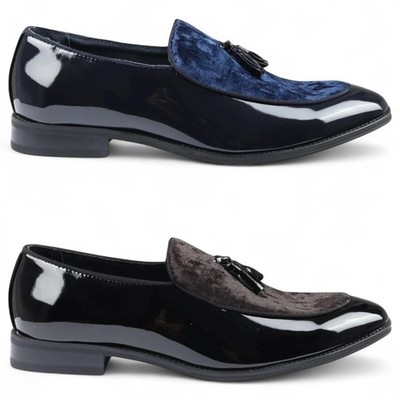 Herren Samt Quaste Halbschuhe Slipper Formell Lack Smart Elegant Stil