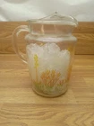 Vintage Anchor Hocking? glass Tea pitcher Southwestern Desert pattern Cactus