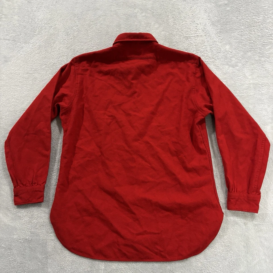 Pendleton Button Shirt Men L Long Sleeve Red Virgin Wool USA Made Vintage - Image 4 of 4