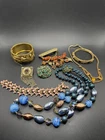 Quality REPAIR Vintage Costume Jewelry Lot 8 Piece Rhinestones, Beads Etc.