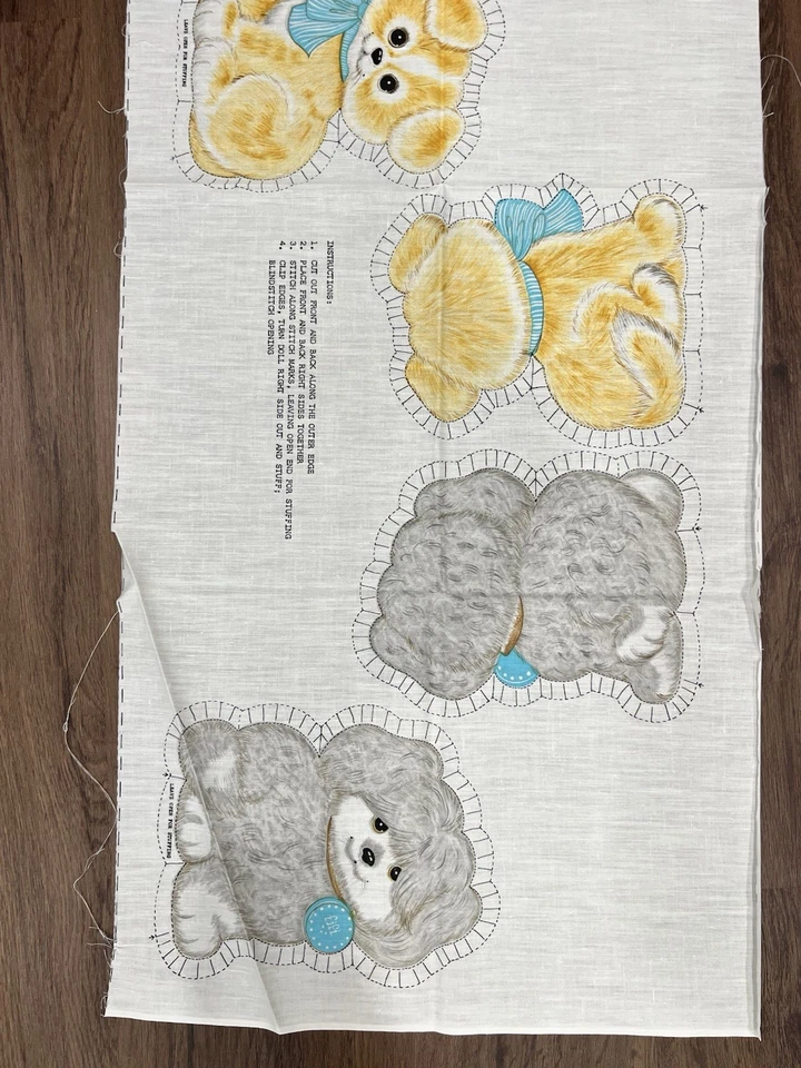 Щенок синий бант ткани панели 7584 собаки игрушка подушка кукла пружины мельницы винтажный - Изображение 2 из 3