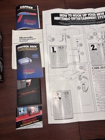 Nintendo NES Action Set Complete in Box CIB w/ Zapper DuckHuntMarioManualsPoster