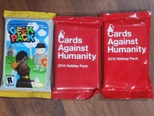 New 3pk Cards Against Humanity Game 2012 & 2014 Holiday & Geek Expansion Packs