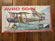 CRAFTMASTER MPC AVRO 504K 1/72 SCALE AIRPLANE MODEL KIT 5005-50 PARTS ONLY
