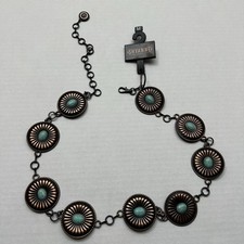 Shyanne Concho Chain Link Belt Women's MEDIUM Rust Copper Turquoise Color NEW