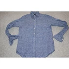 Polo Ralph Lauren Button Down Linen Shirt Men XS Houndstooth Blue White Classic