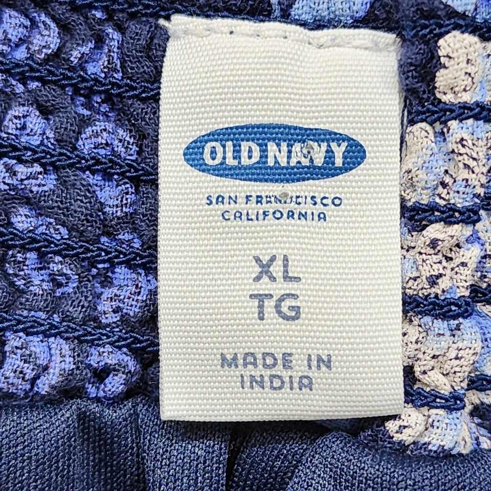 Old Navy Skirt Womens XL Blue Floral Smocked Waist A-Line Cotton Gauze Mini - Image 3 of 4