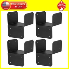 4 Pcs 6x6 Black Joist Anchor Connector Adjustable Post Cap Tie Hanger for Pos...