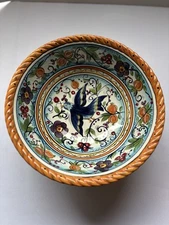 RARE Dario Farrucci Design Villa Paradiso Hand Painted Bowl 5.75"/ 11” Diameter 